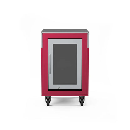 Fridge Cabinet in rhubarb pink, straight front view