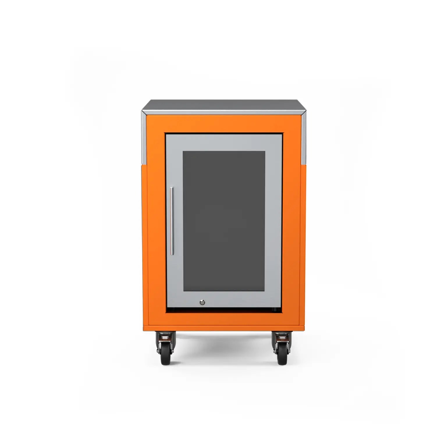 Fridge Cabinet in saffron yellow, front view