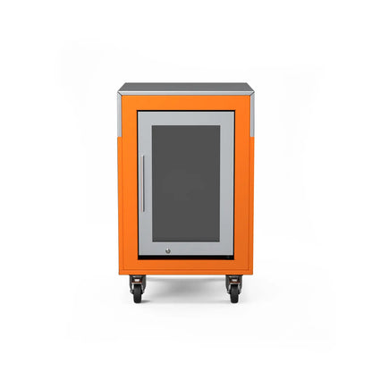 Fridge Cabinet in saffron yellow, front view