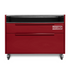 Charlie Outdoor Island Cabinet in dark cherry red, front view 