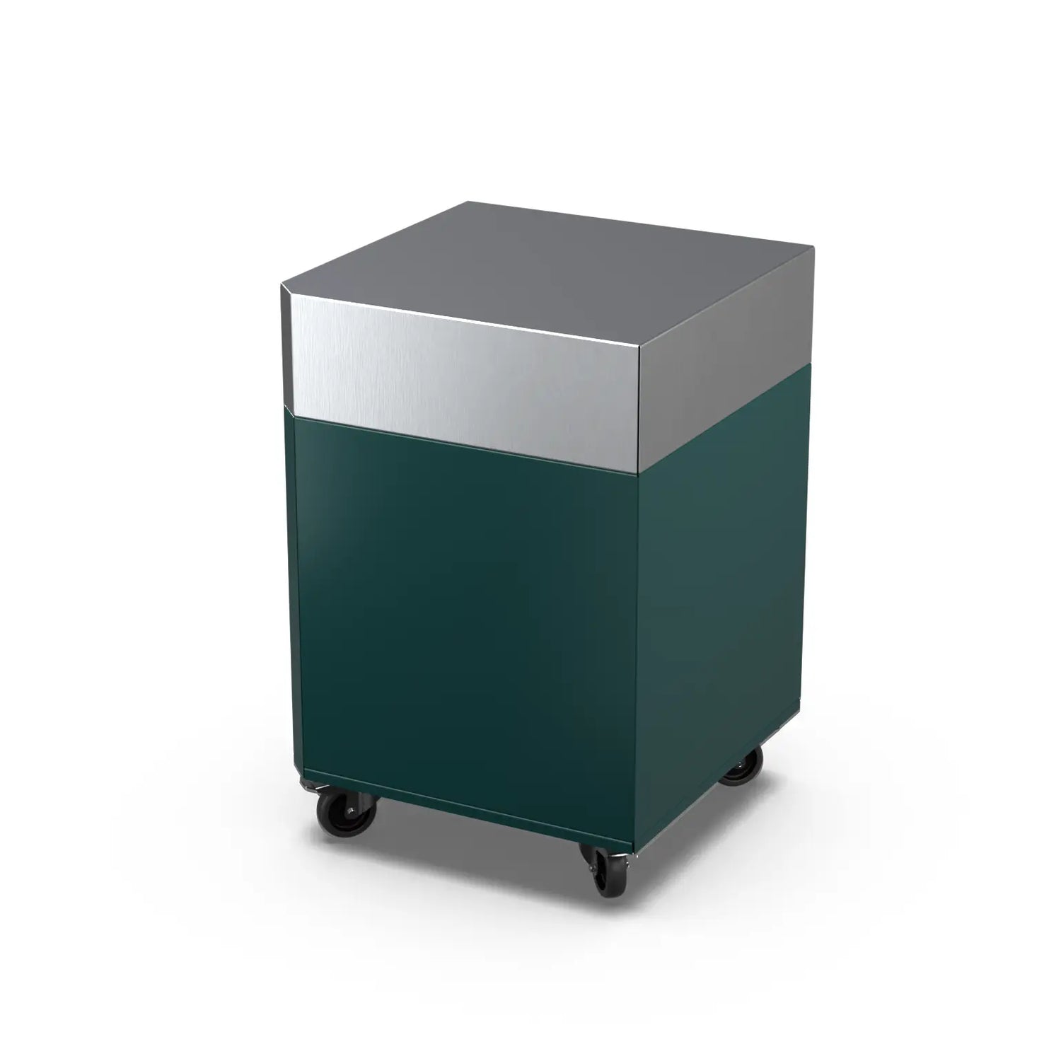 Corner Cabinet in agave sage green, angled side view