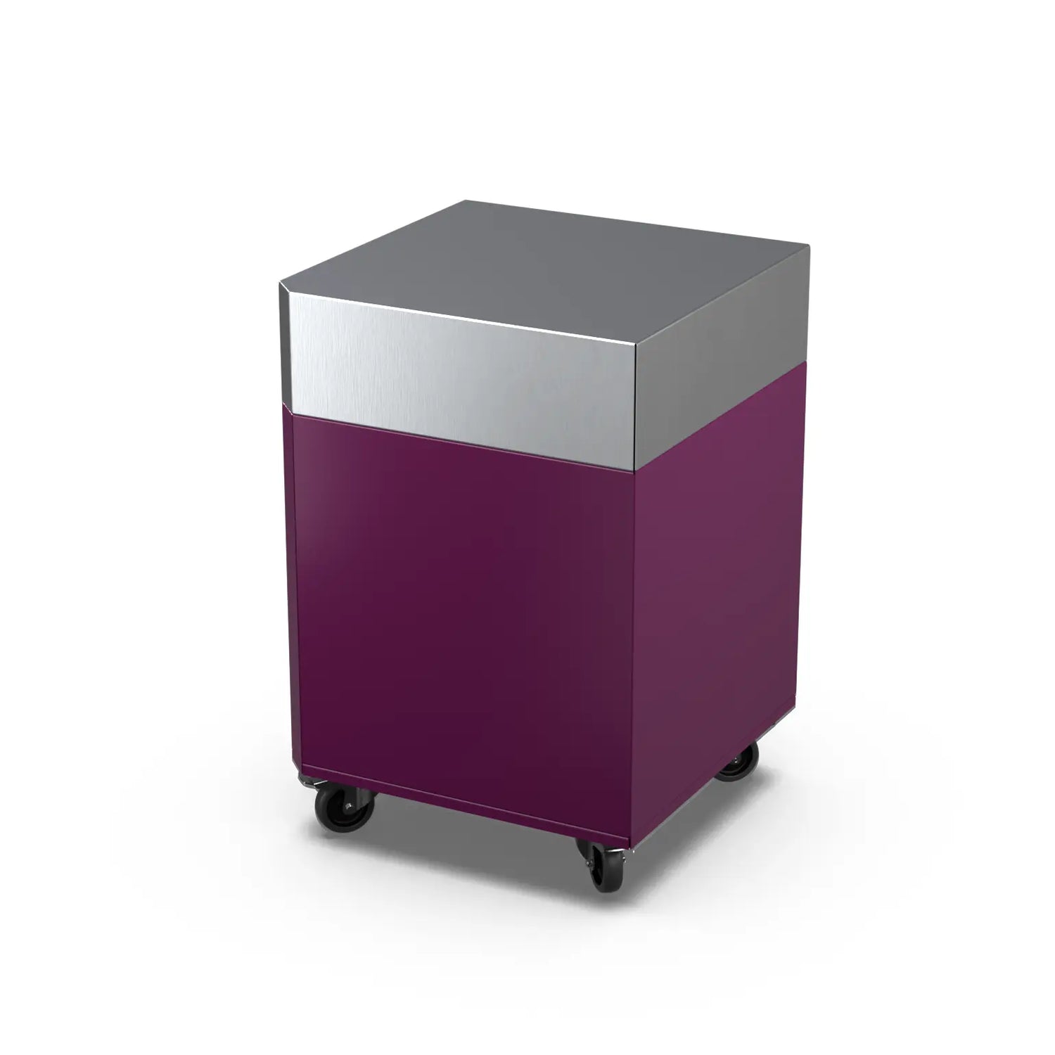 Corner Cabinet in beetroot purple-red, angled three-quarter view