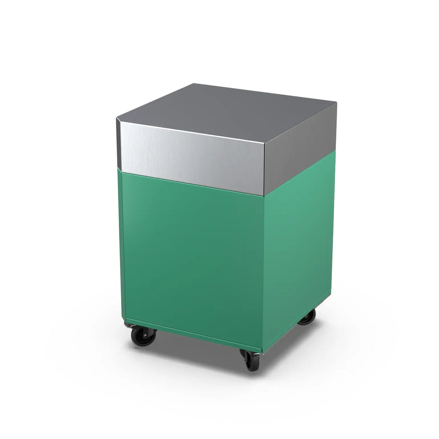 Corner Cabinet in oregano olive green, angled side view
