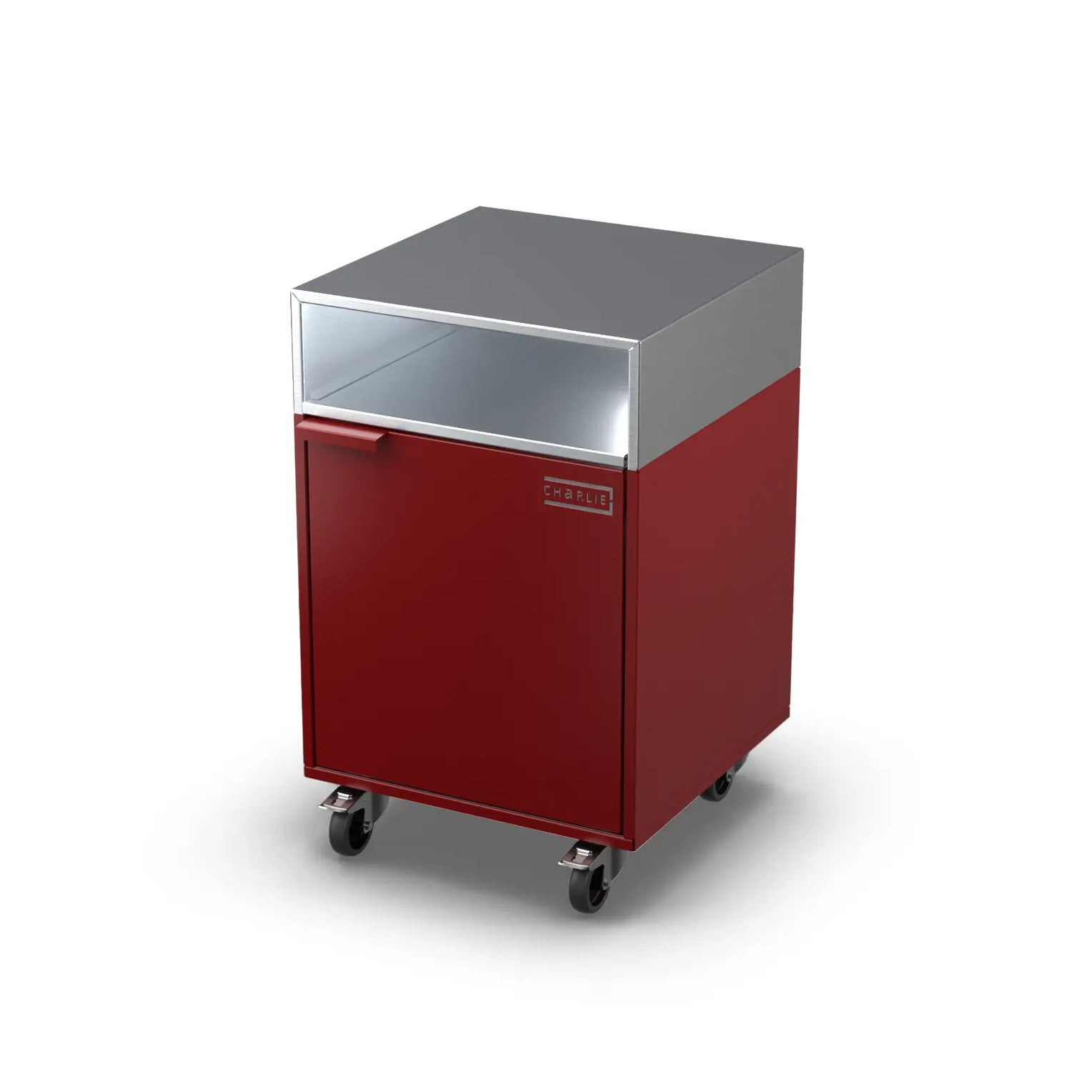 Base Cupboard Cabinet in Dark Cherry red, angled view