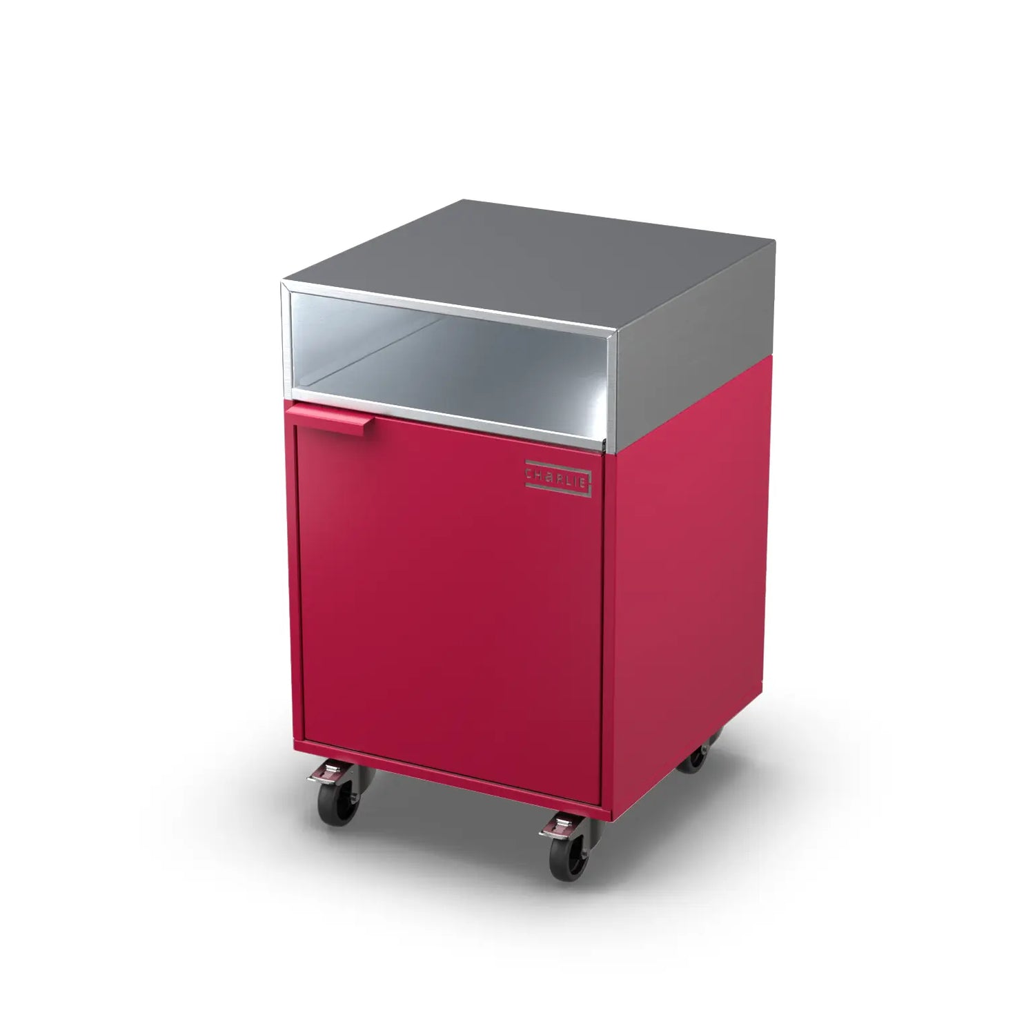 Base Cupboard Cabinet in Rhubarb pink, angled view