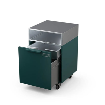 Double Drawer cabinet, door open showing storage