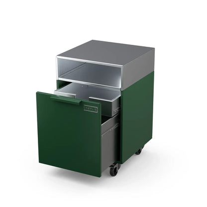 Double Drawer cabinet, door open showing storage