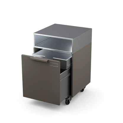 Double Drawer cabinet, door open showing storage