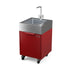 Plumbed sink cabinet in Dark Cherry red, angled view 