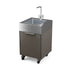 Plumbed sink cabinet in Porcini, a grey with a brown tone, angled view 