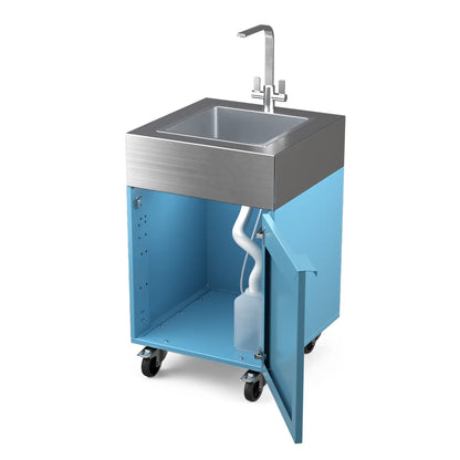 Sink Cabinet Tank in blue marlin with cabinet doors open showing storage