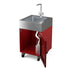 Sink Cabinet Tank in dark cherry red with cabinet doors open showing storage 