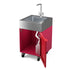 Sink Cabinet Tank in rhubarb pink with cabinet doors open showing storage 