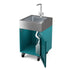 Sink Cabinet Tank in teal duck, an aqua blue-green, with cabinet doors open showing storage 