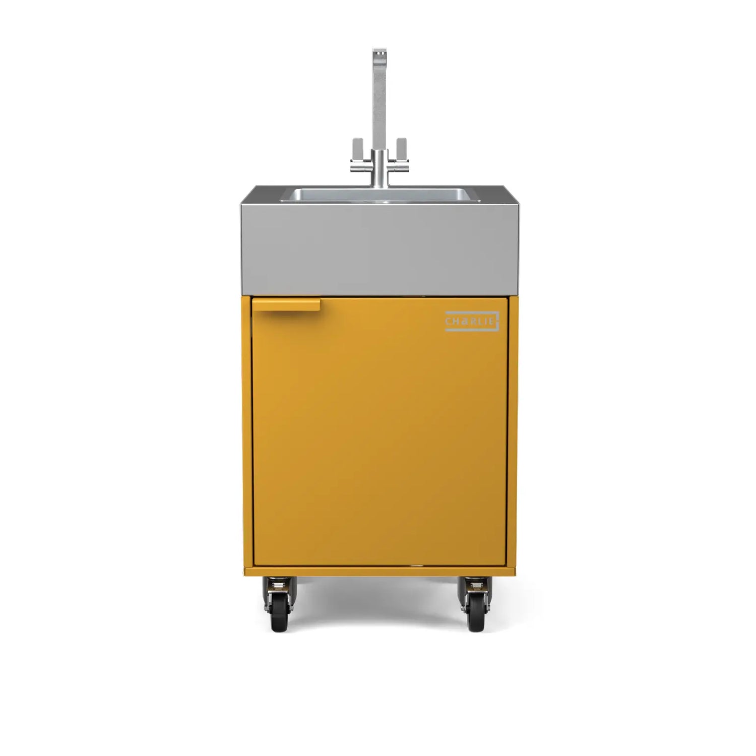Sink Cabinet Tank in honeycomb yellow, straight-on front view