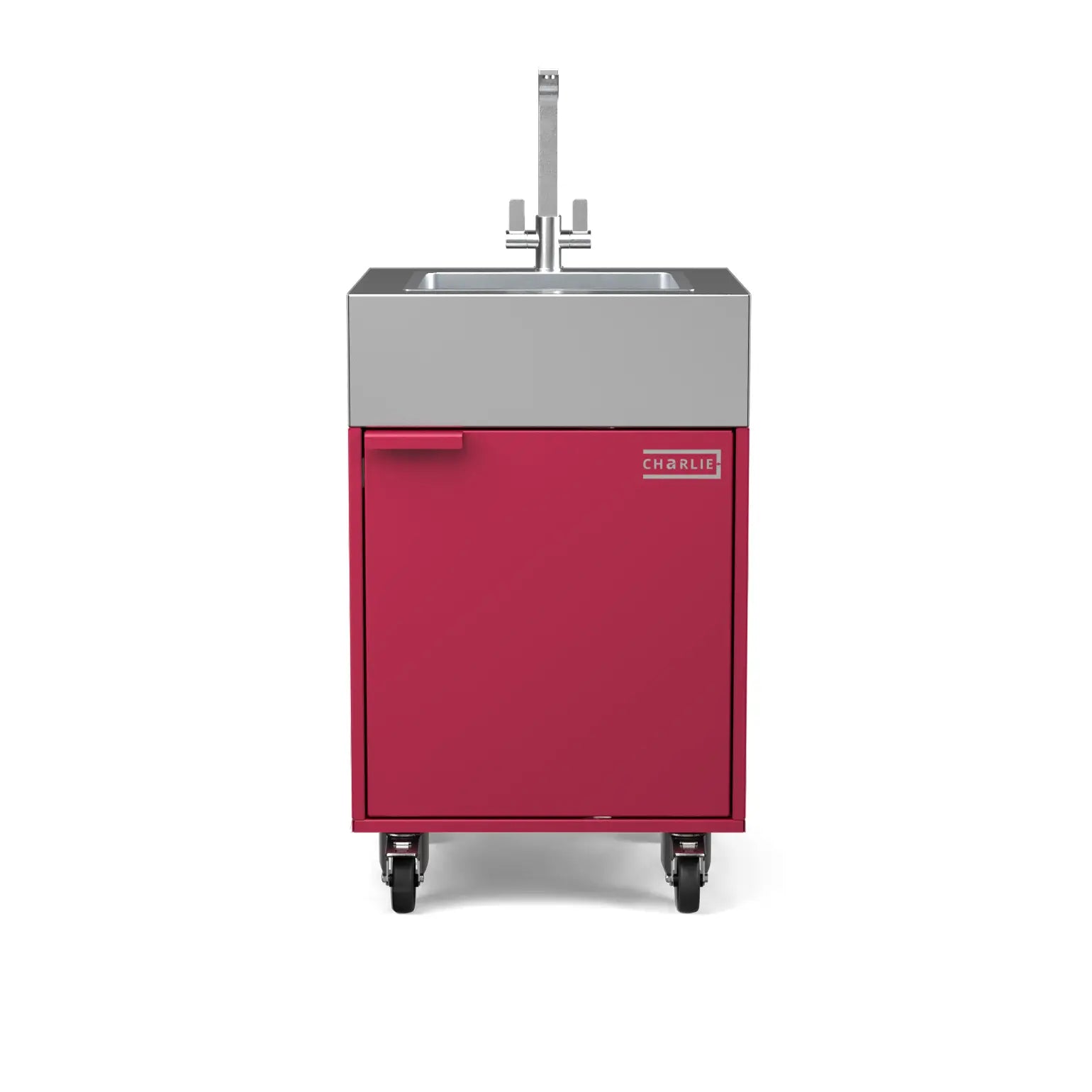Sink Cabinet Tank in rhubarb pink, straight-on front view