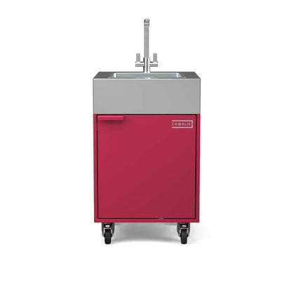 Sink Cabinet Tank in rhubarb pink, straight-on front view