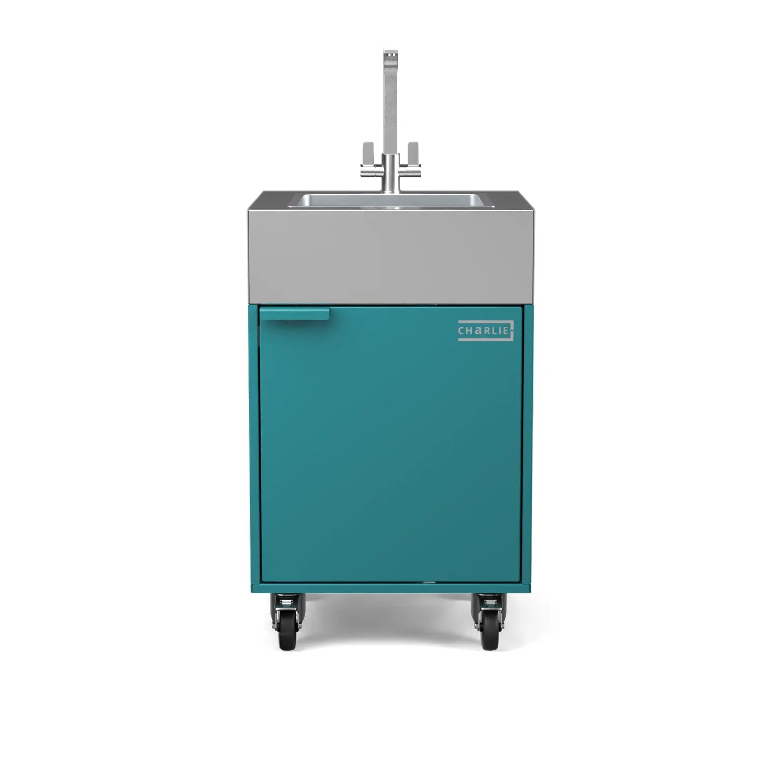 Sink Cabinet Tank in teal duck blue, straight-on front view