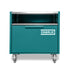 Cheeky Charlie Oven base cabinet in Teal Duck, front view of the powder-coated outdoor kitchen unit