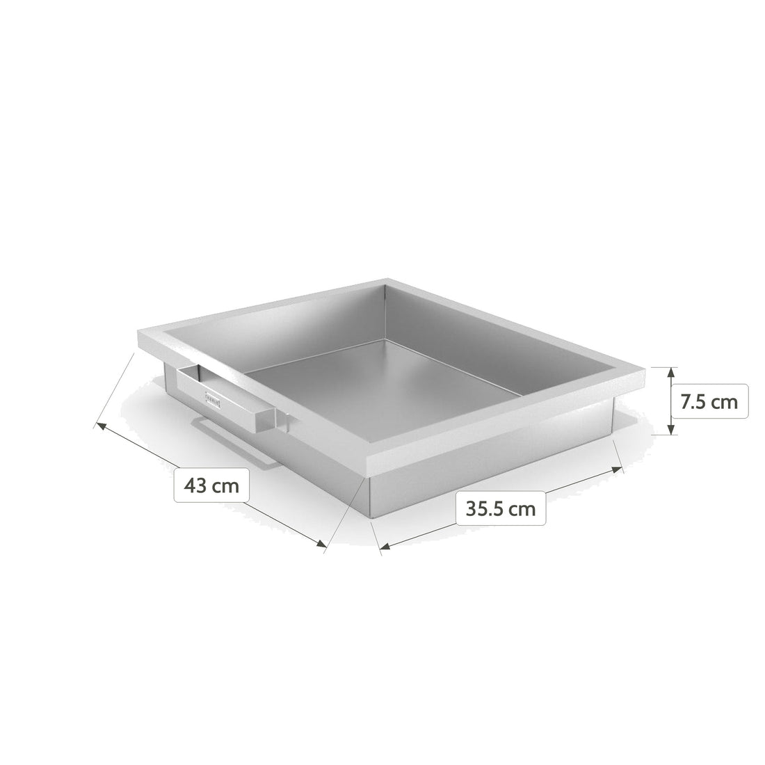 Deep Roasting Tray Rack dimensions: 43 cm wide, 35.5 cm deep and 7.5 cm high