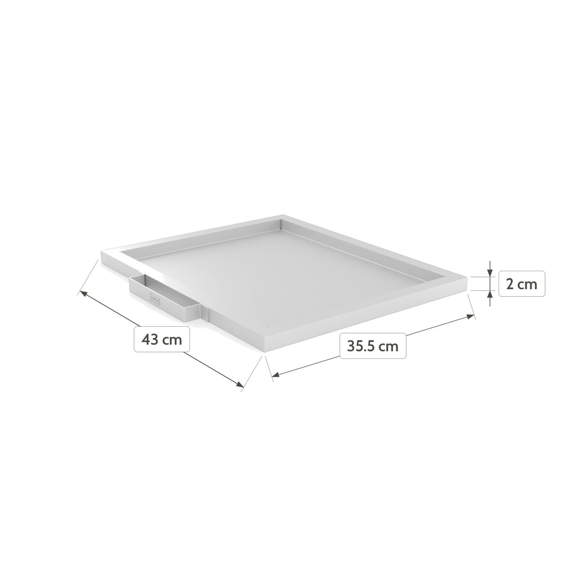Flat Bed Plancha Rack dimensions: 43 cm wide, 35.5 cm deep and 2 cm high