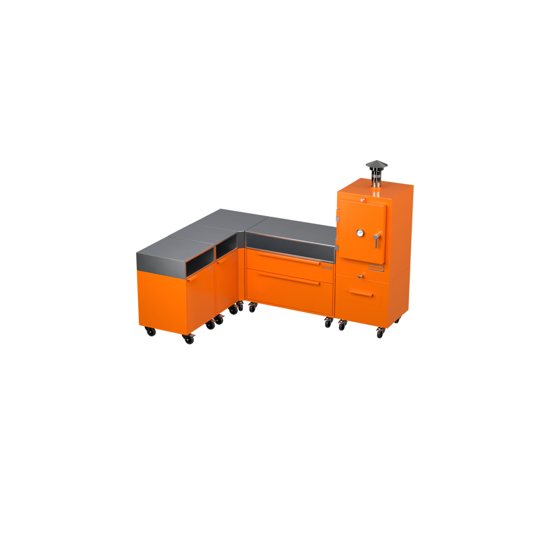 L1 — L-Shape Kitchen, Saffron finish, angle view