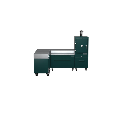 L1 L-Shape kitchen in agave green, straight-on front view