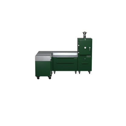 L1 L-Shape kitchen in green chilli green, straight-on front view