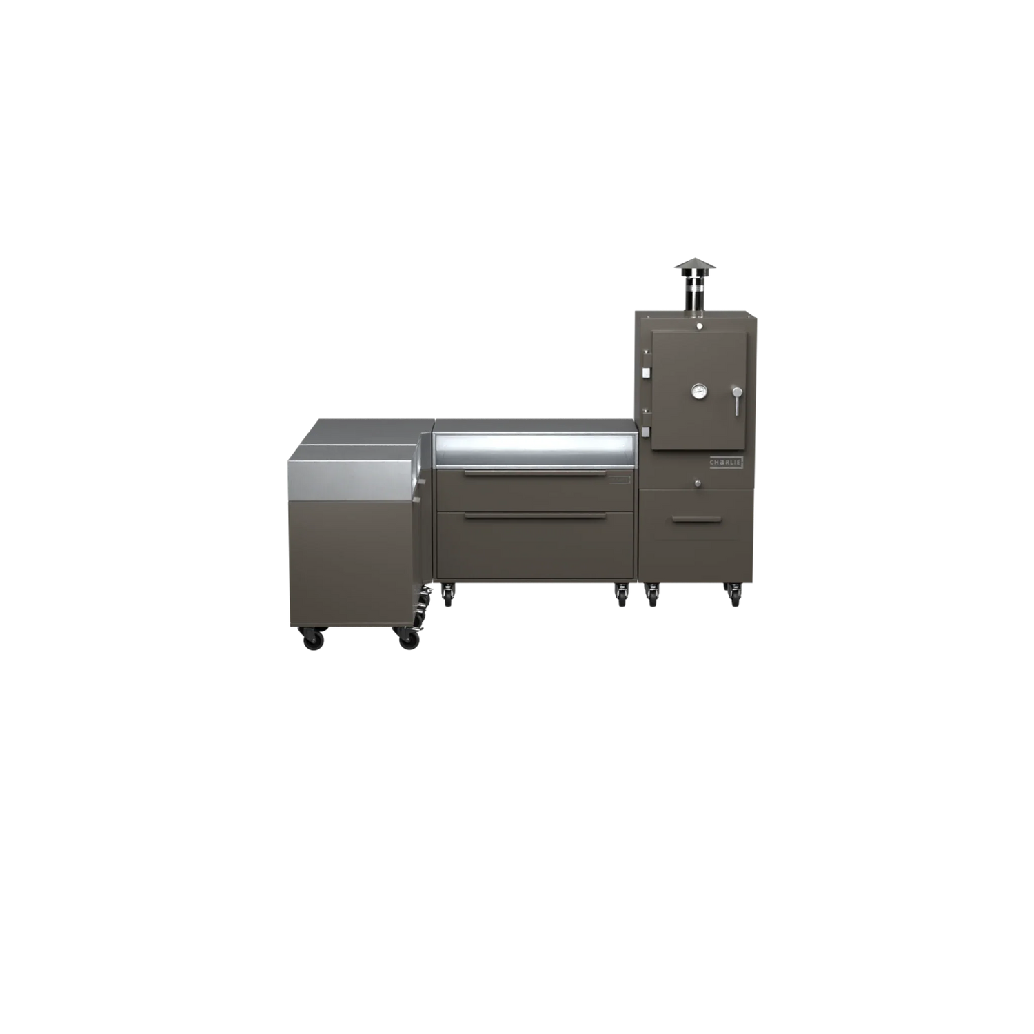 L1 L-Shape kitchen in porcini beige, straight-on front view
