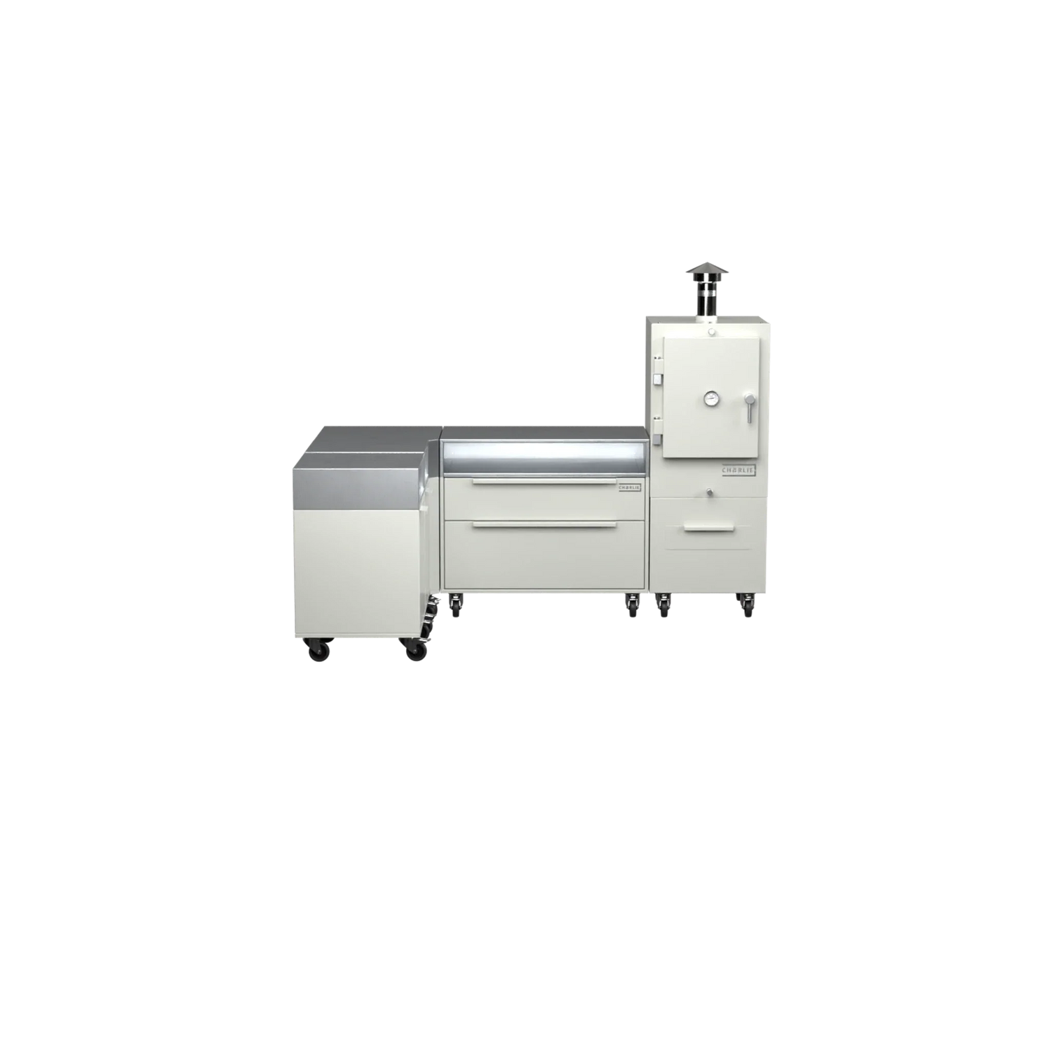 L1 L-Shape kitchen in truffle brown, straight-on front view