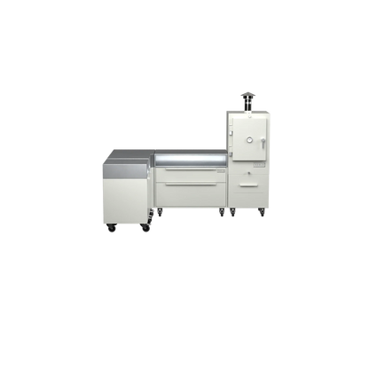 L1 L-Shape kitchen in truffle brown, straight-on front view