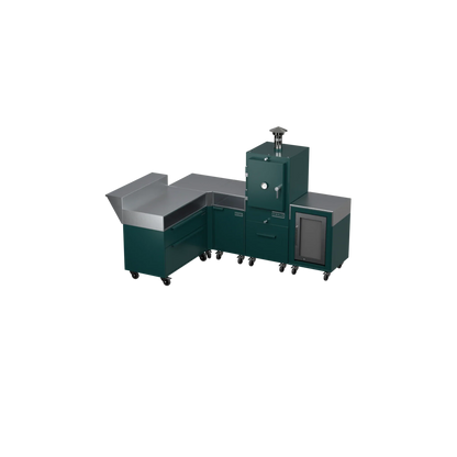 L-Shape Kitchen L2 in agave green, angled view showing the corner kitchen design
