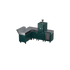 L-Shape Kitchen L2 in agave, a dark green-blue, angled view showing the corner kitchen design 