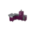 L-Shape Kitchen L2 in beetroot, a deep purple, angled view of the L-shaped outdoor kitchen 