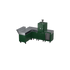 L-Shape Kitchen L2 in green chilli, a deep green, angled view highlighting the corner layout 