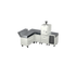 L-Shape Kitchen L2 in truffle, a pale grey, angled view of the L-shaped outdoor kitchen 