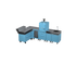 L3 L-Shape outdoor kitchen in Blue Marlin, a light blue, three-quarter angle view 