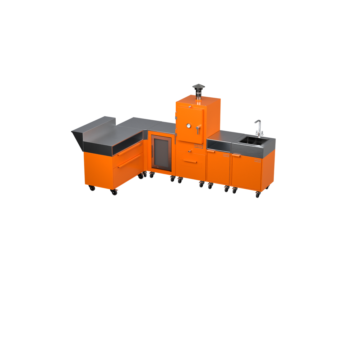 L3 — L-Shape Kitchen, Saffron finish, angle view