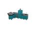 L3 L-Shape outdoor kitchen in Teal Duck, an aqua blue-green, three-quarter angle view 