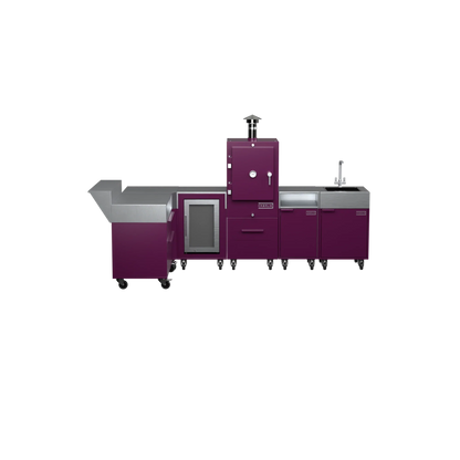 L3 L-Shape outdoor kitchen in Beetroot purple, straight-on front view