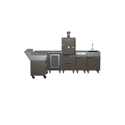 L3 L-Shape outdoor kitchen in Porcini taupe, straight-on front view