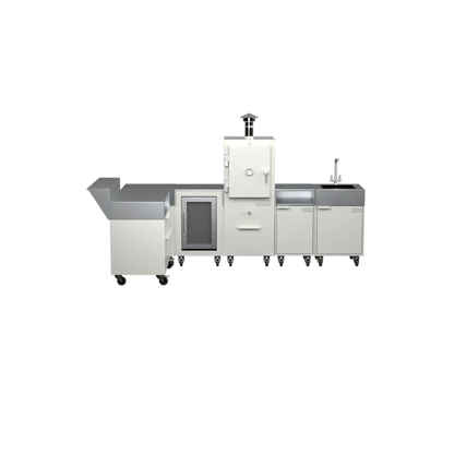 L3 L-Shape outdoor kitchen in Truffle brown, straight-on front view