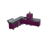 L-Shape Kitchen L4 outdoor kitchen in Beetroot, a deep purple, angled view 