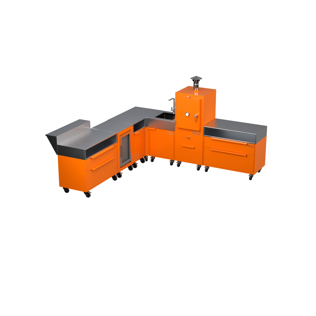 L4 — L-Shape Kitchen, Saffron finish, angle view