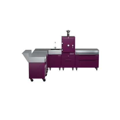 L-Shape Kitchen L4 in Beetroot purple, straight-on front view