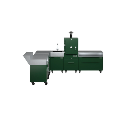 L-Shape Kitchen L4 in Green Chilli green, straight-on front view