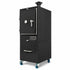 Professional Charlie Charcoal Oven in Matt Black Textured Finish, three-quarter view, door closed, with matching matt black chimney