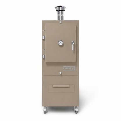 Professional Charlie Charcoal Oven in Nutmeg, front view, door closed