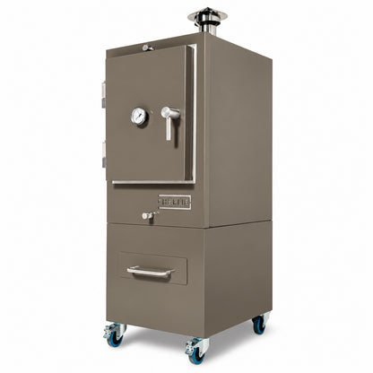 Professional Charlie Charcoal Oven in Nutmeg, three-quarter view, door closed