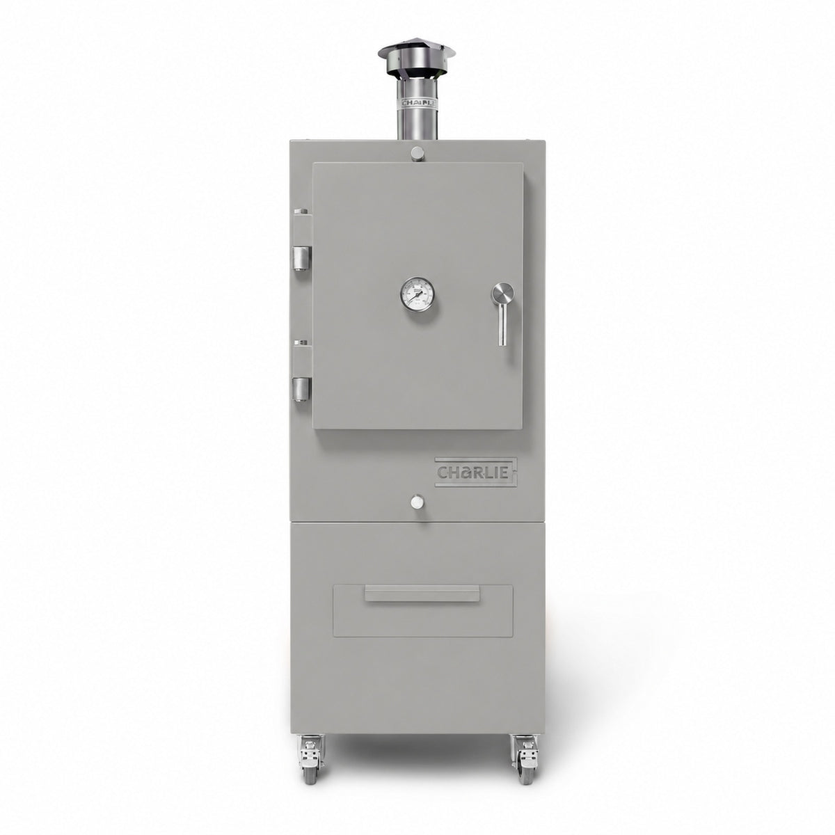 Professional Charlie Charcoal Oven in Truffle, front view, door closed